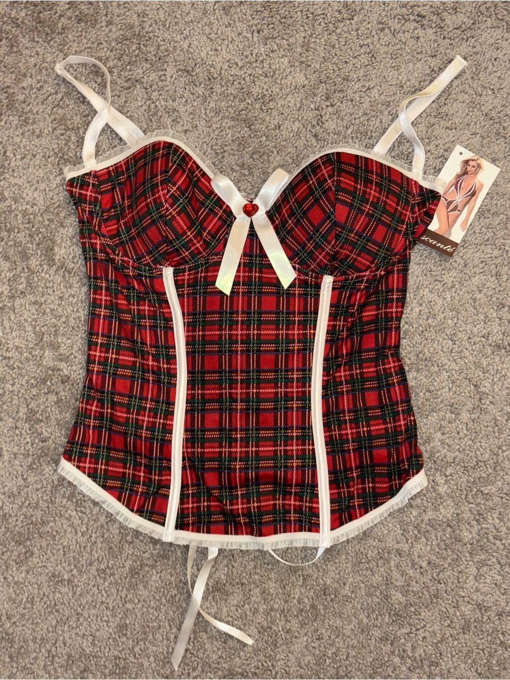 Vintage Escante plaid Corset Bustier Y2K 00’s‎ Preppy Size Large NWT